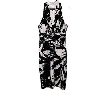 Women’s BLACK LABEL By Evan-Picone, Halter Style, MIDI Dress, Black/White, 10
